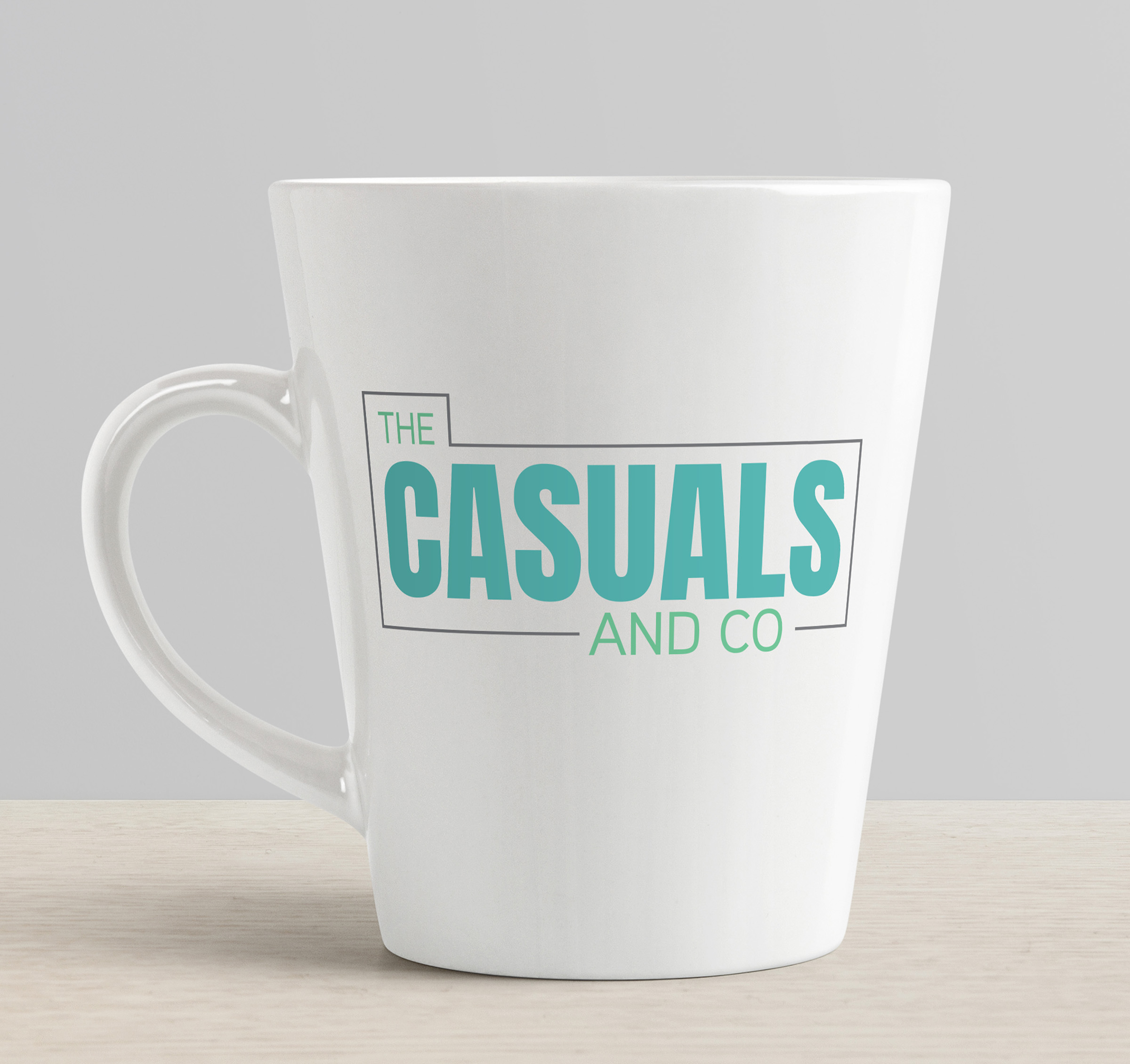 TCCmugflatten The Casuals and Company's Logo on a white mug