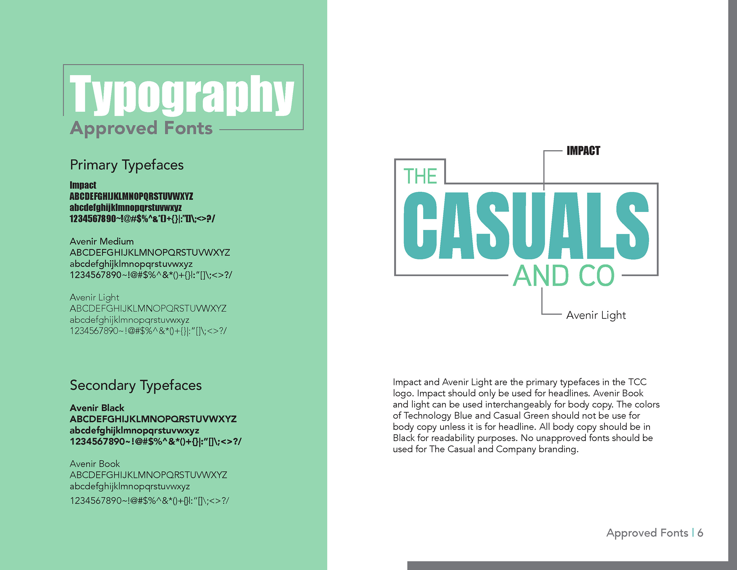 The Casuals and Company Brand Identity Guidleines Approved Fonts