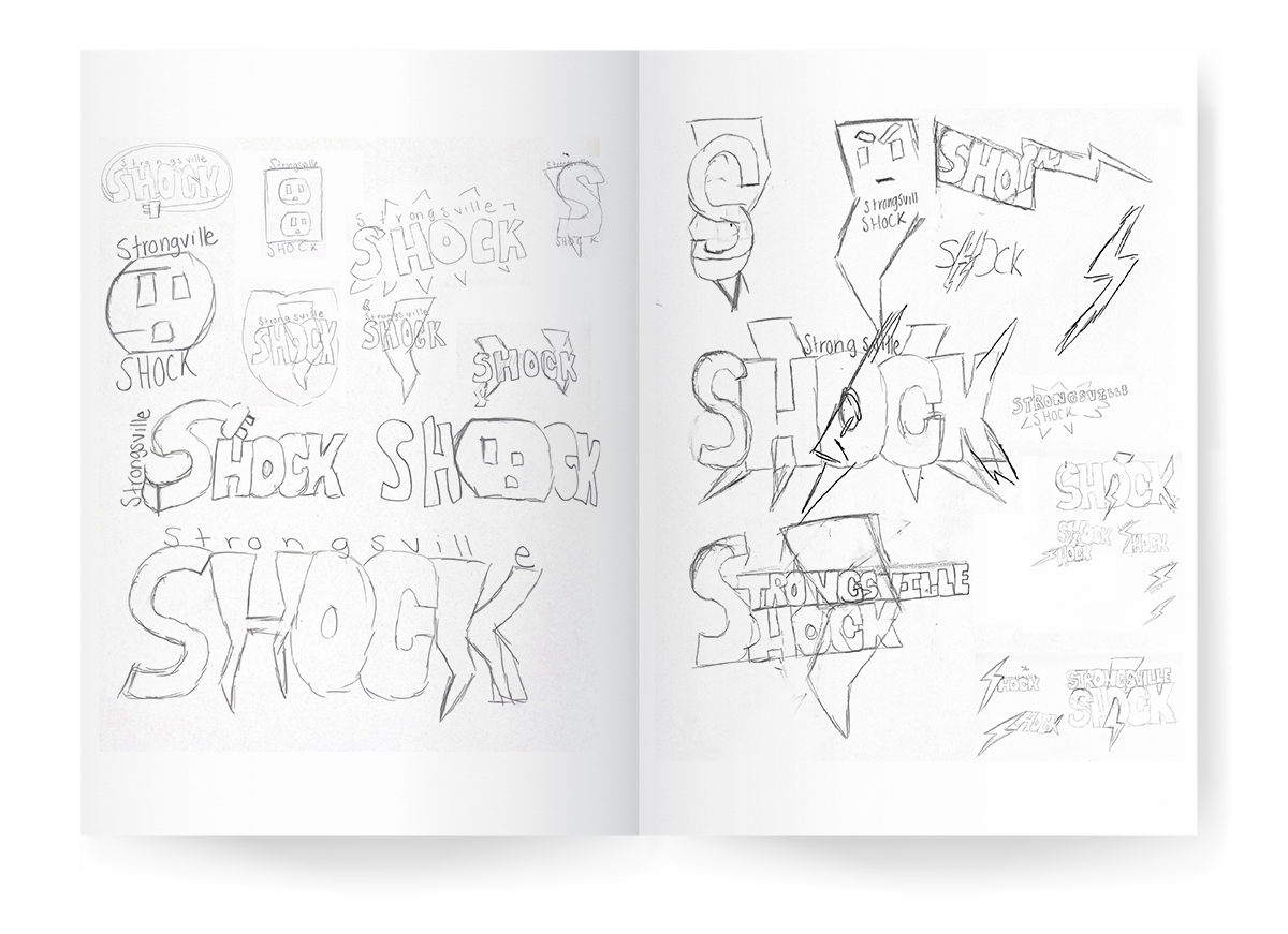 Sketches for the Strongsville Shock Logo