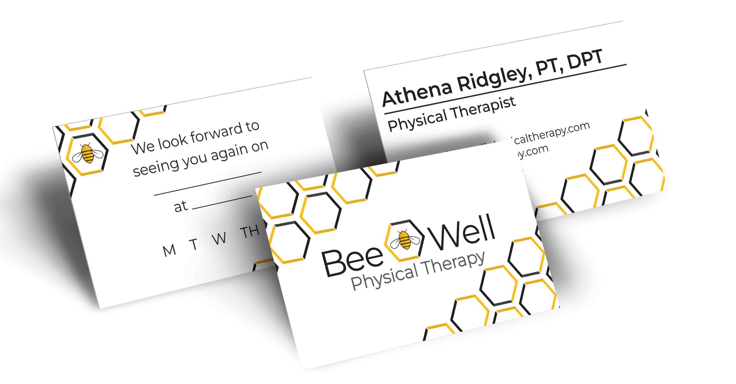 Bee Well Physical Therapy Business and Appointment cards