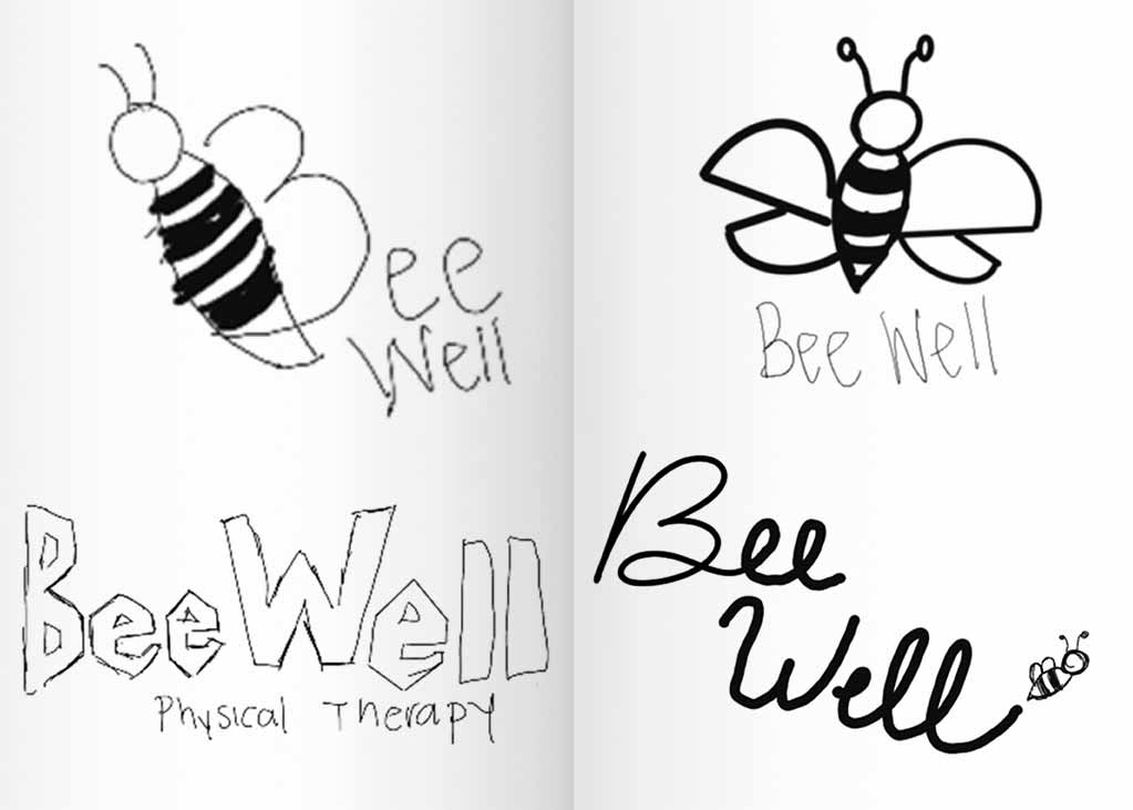 Bee Well Physical Therapy Logo Sketches